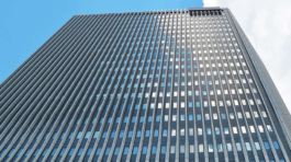 Beautiful skyscraper on sunny day. Modern architectural design