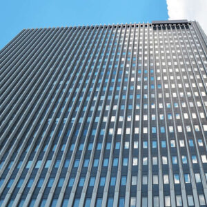 Beautiful skyscraper on sunny day. Modern architectural design